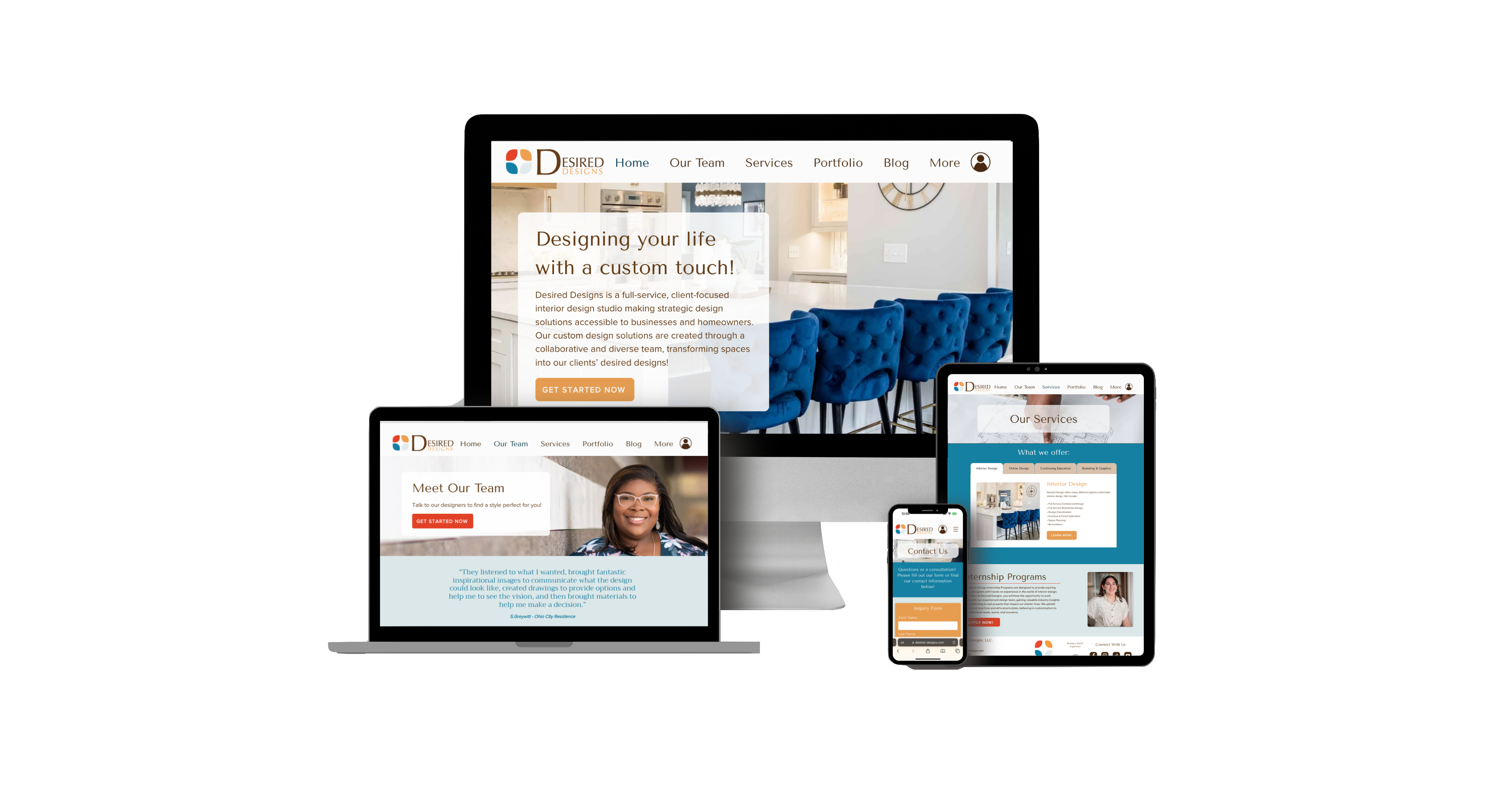 Desired Designs Website Mockup